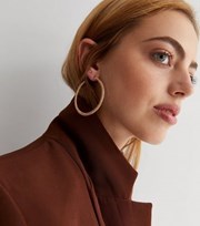 New Look Gold Textured Large Hoop Earrings